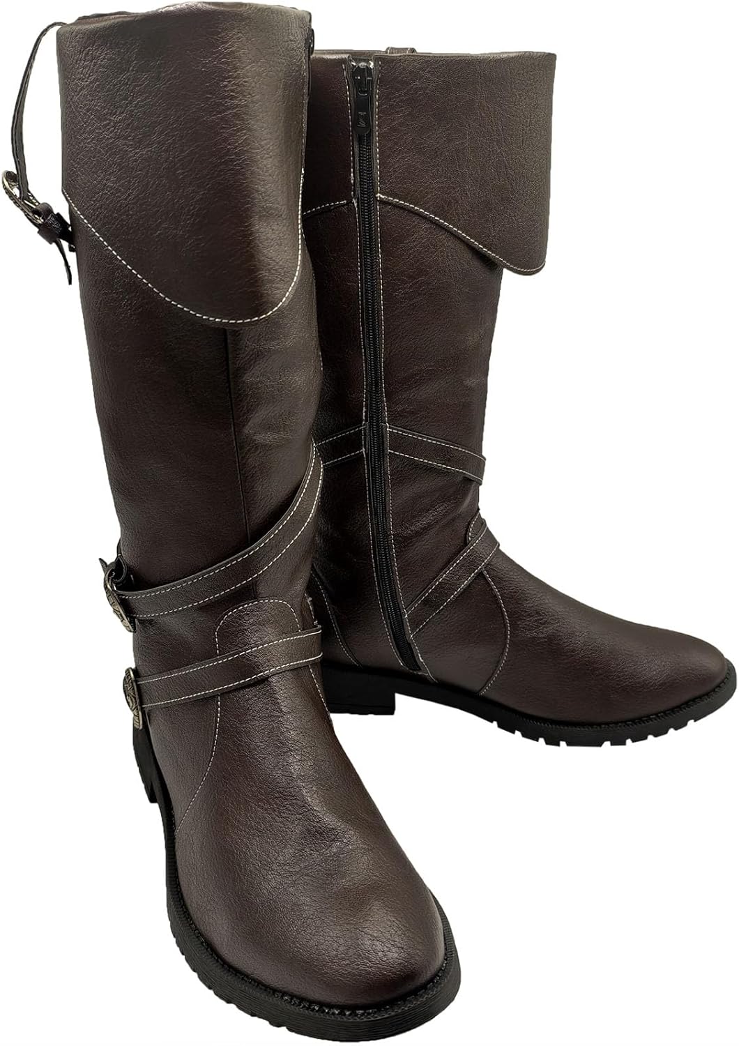 

Средневековые мужские готические сапоги до середины голени в стиле Ренессанс, сапоги пирата для взрослых, аксессуар для костюма на Хэллоуин Junqiako, темно-коричневый