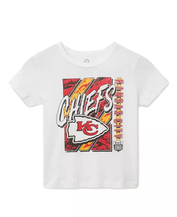

Футболка унисекс с символикой команды Kansas City Chiefs НФЛ - для малышей и взрослых Junk Food Clothing, белый