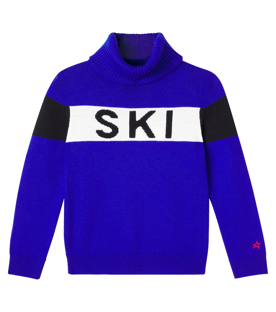 

Интарсия водолазка из шерсти Perfect Moment Kids, Surf Blue