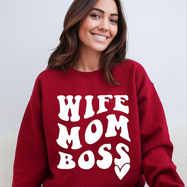 

Свитшот с волнистым сердцем Wife Mom Boss Simply Sage Market, Cardinal