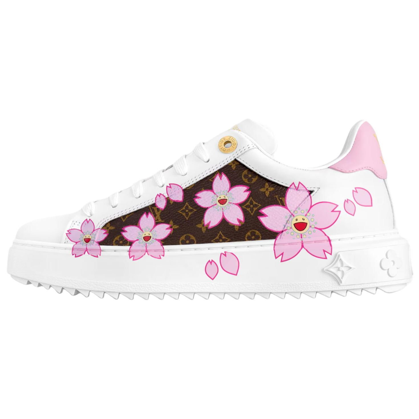 LOUIS VUITTON Низкие женские кроссовки для скейтбординга TakashiMurakami x Time Out Cherry Blossom Collection, белые