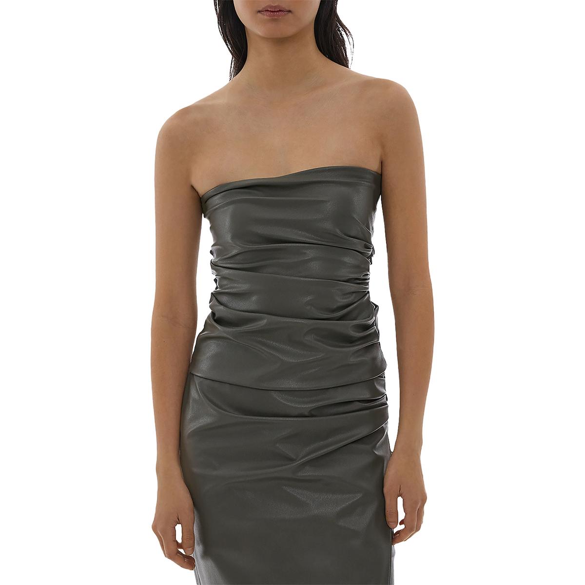 

Женский укороченный топ без бретелек из искусственной кожи Helmut Lang, оливковый
