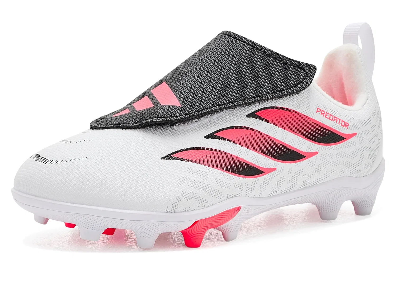 Бутсы Predator Club Hook & Loop Firm Ground/Multi Ground (для малышей, маленьких и больших детей) Adidas Kids, White/Solar Turbo/Black
