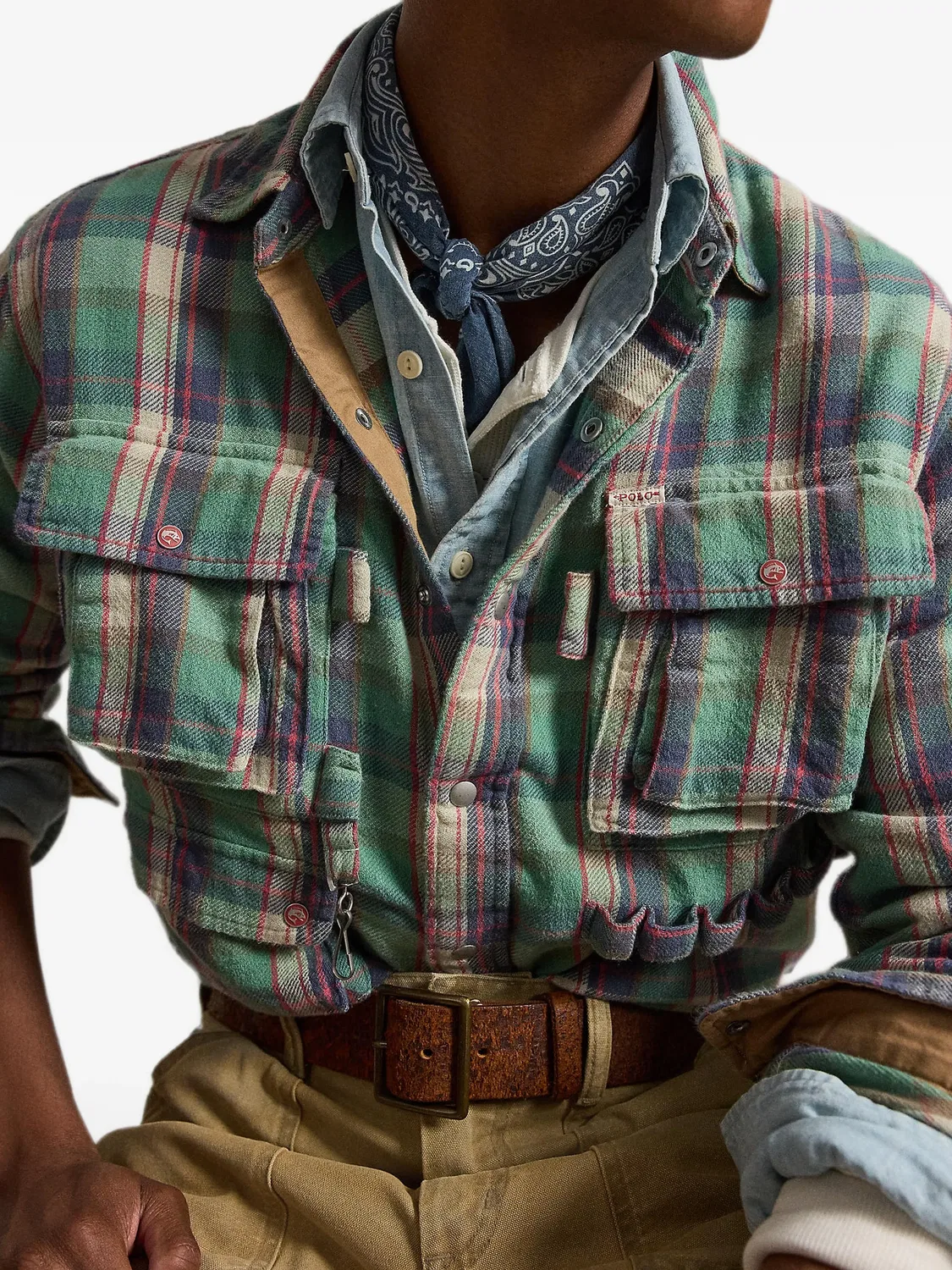 Фланелевая рубашка в клетку Polo Ralph Lauren, зеленый — фото 4