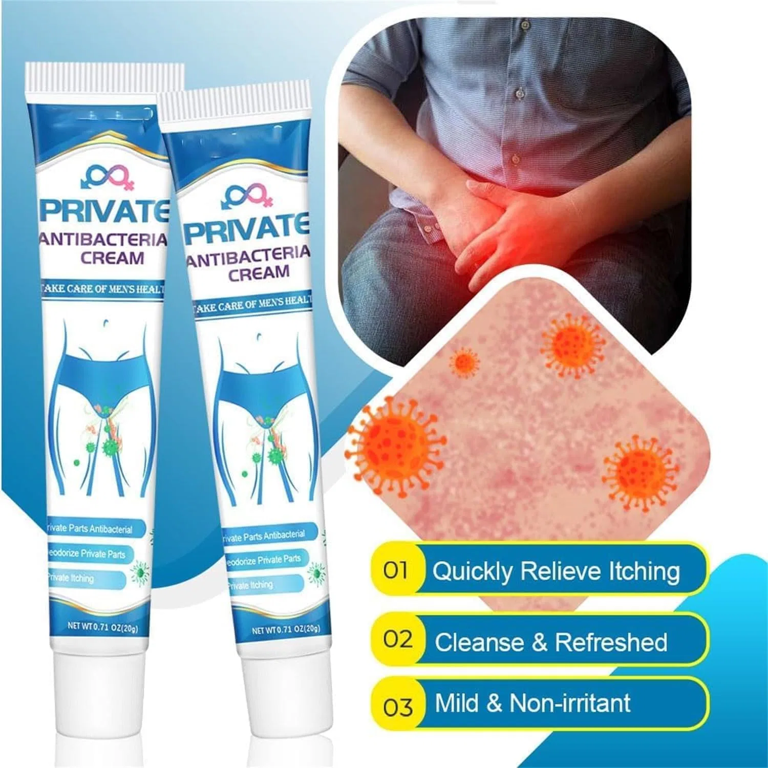 Крем для тела мужской GentX Relief Cream, Generisch, 2 шт, 20 г — фото 4