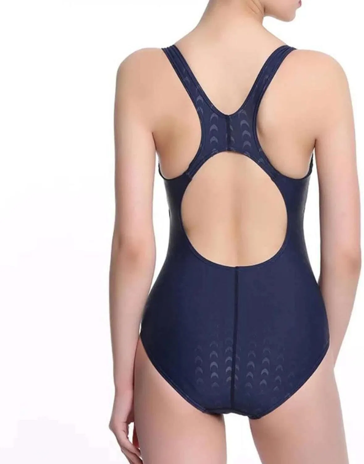 Женский слитный купальник с эффектом утяжки V-образным вырезом Generic, Navy — фото 3