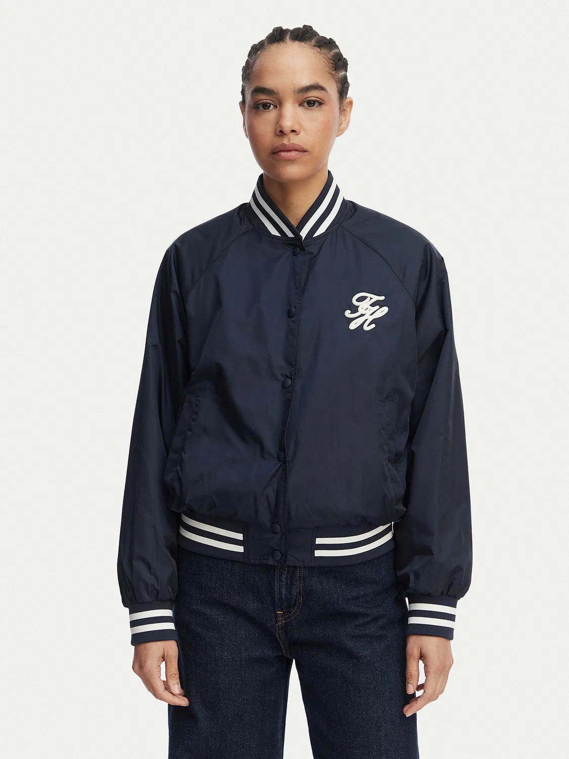 Женский бомбер стандартного кроя Logo Appliqué Tommy Hilfiger, темно-синий