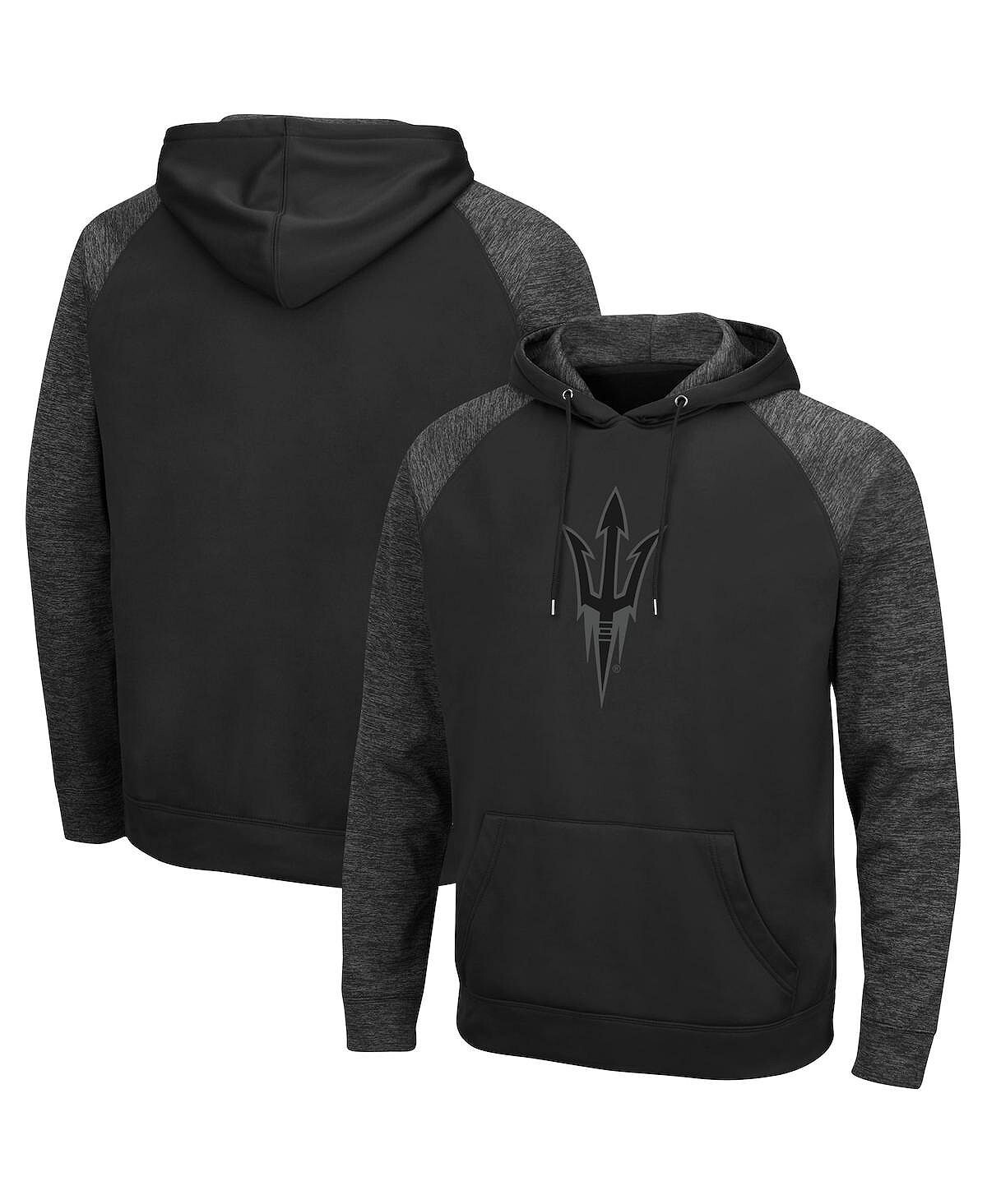 

Мужская черная толстовка с капюшоном реглан в тонах arizona state sun devils blackout 3.0 tonal pullover Colosseum, черный