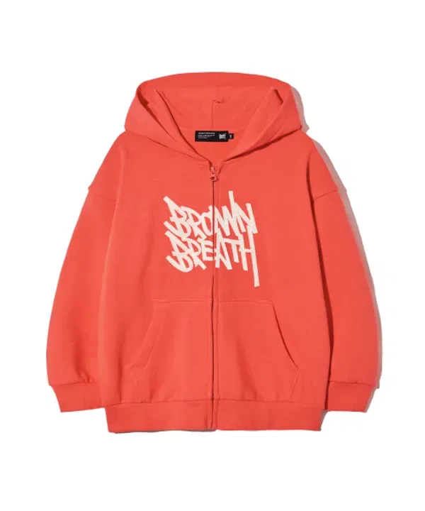 Детская толстовка на молнии с капюшоном, Kids tag hood zip up, Brownbreath Kids, оранжевый — фото 2
