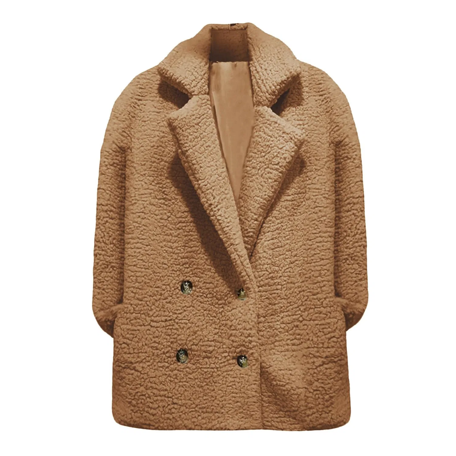 Женское плюшевое пальто с длинным рукавом, модель Teddy, Colore: Arancione — фото 3