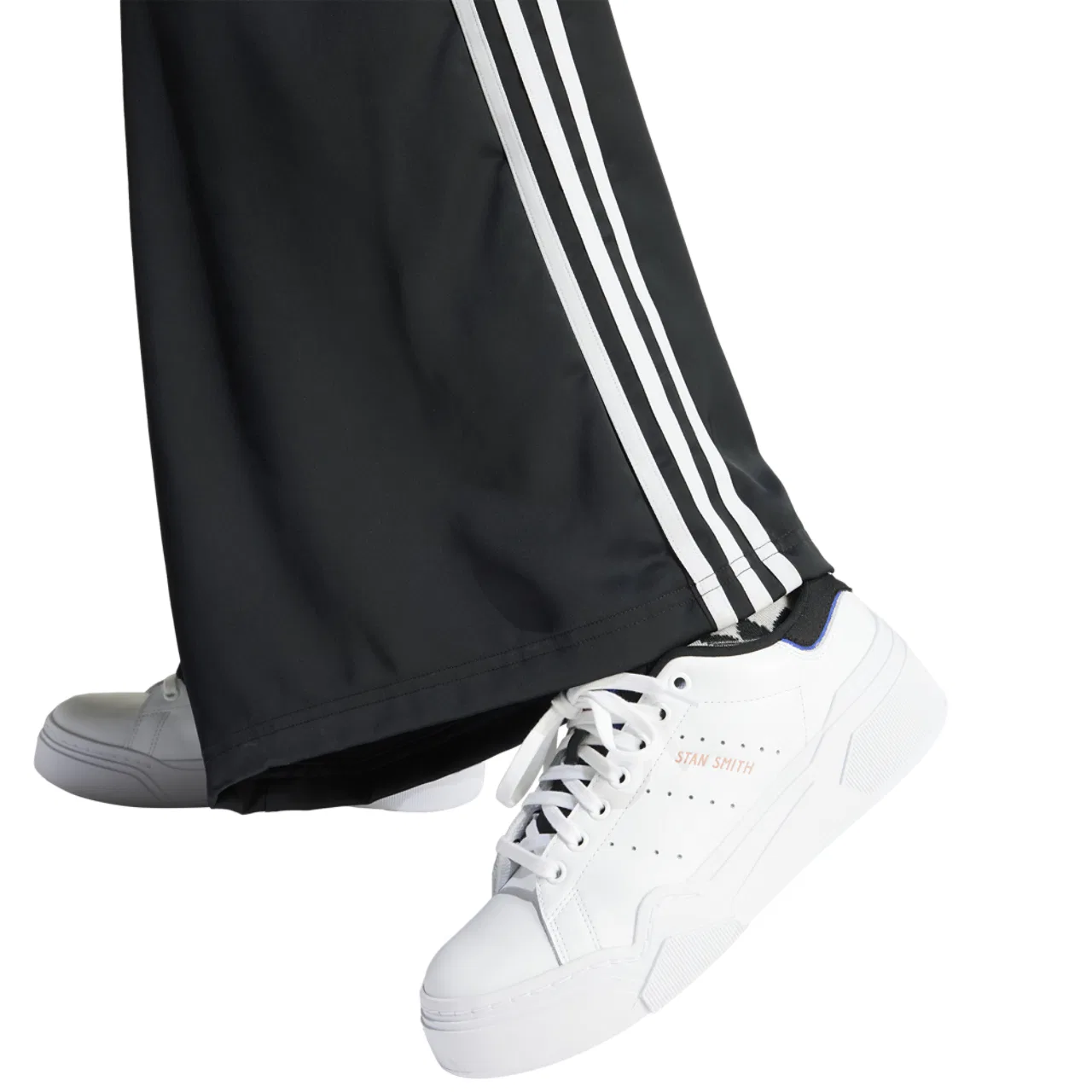 Женские спортивные брюки Satin Wide Leg Track Pants Adidas, черный/белый — фото 4