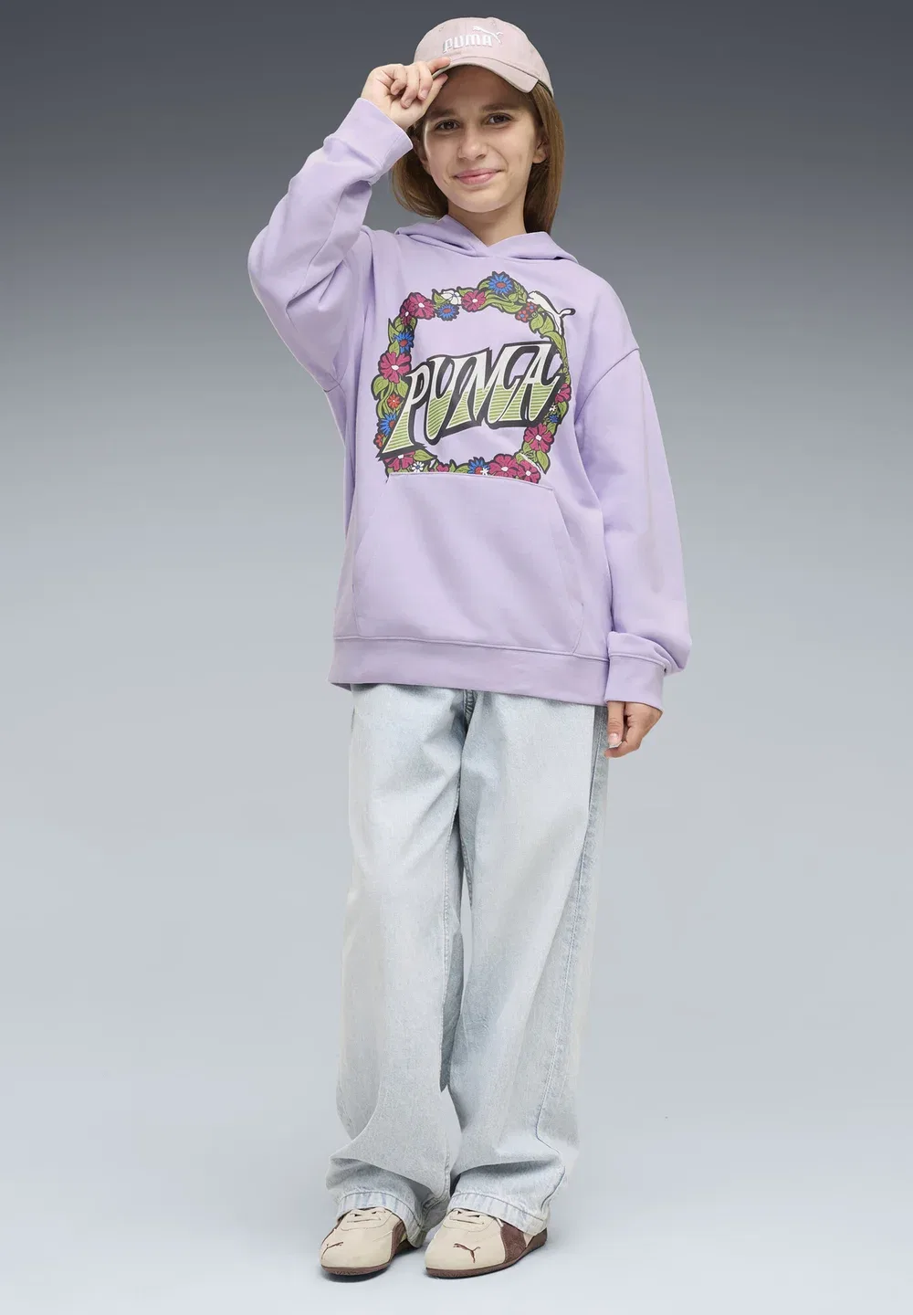 Толстовка Mid90S с графическим принтом в свободном стиле - худи Puma, Light Lavender