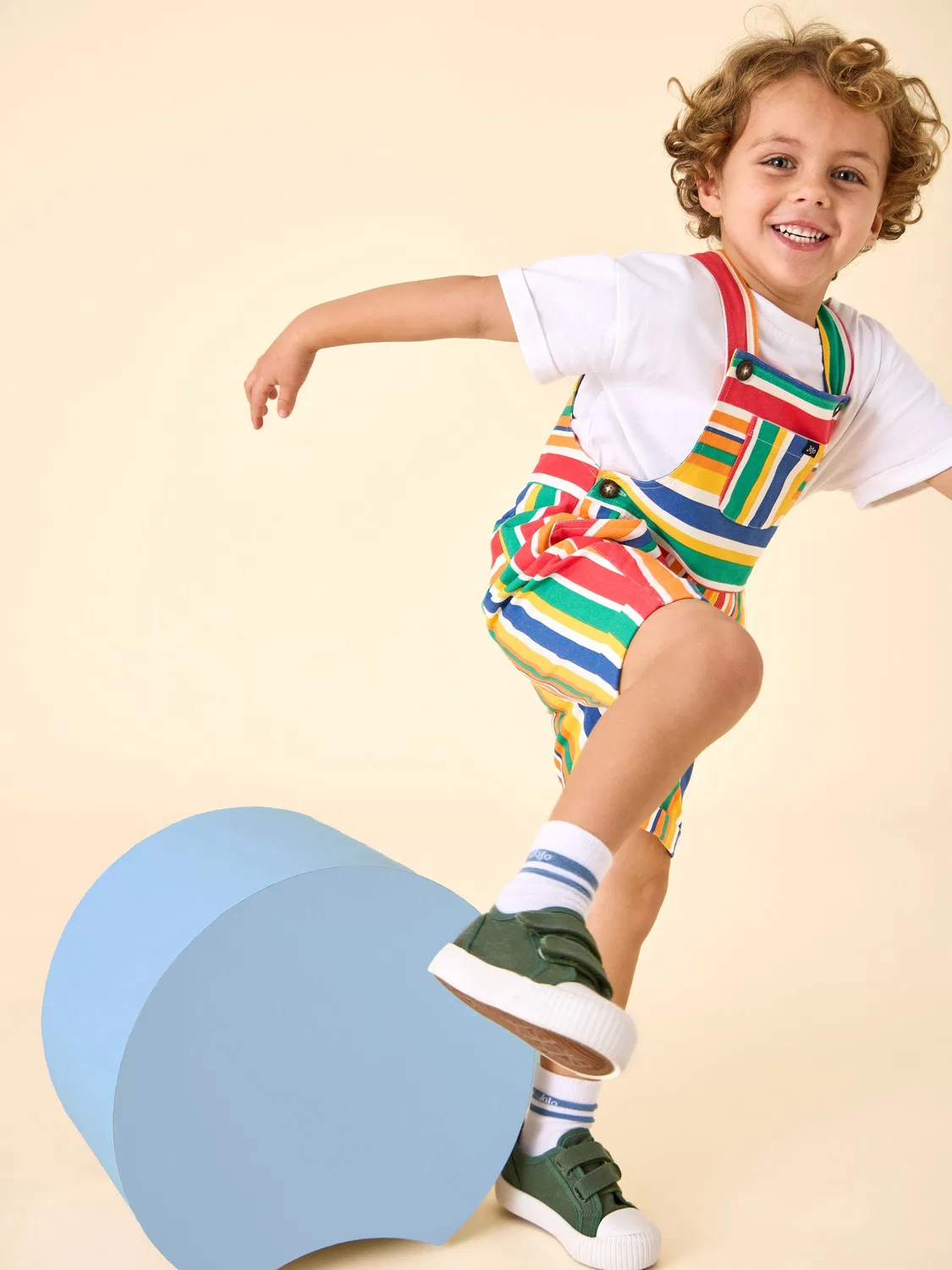 Комбинезон-ползунки 2-предметный набор Twill Dungaree Set & T-Shirt Jojo Maman Bébé, разноцветная полоска