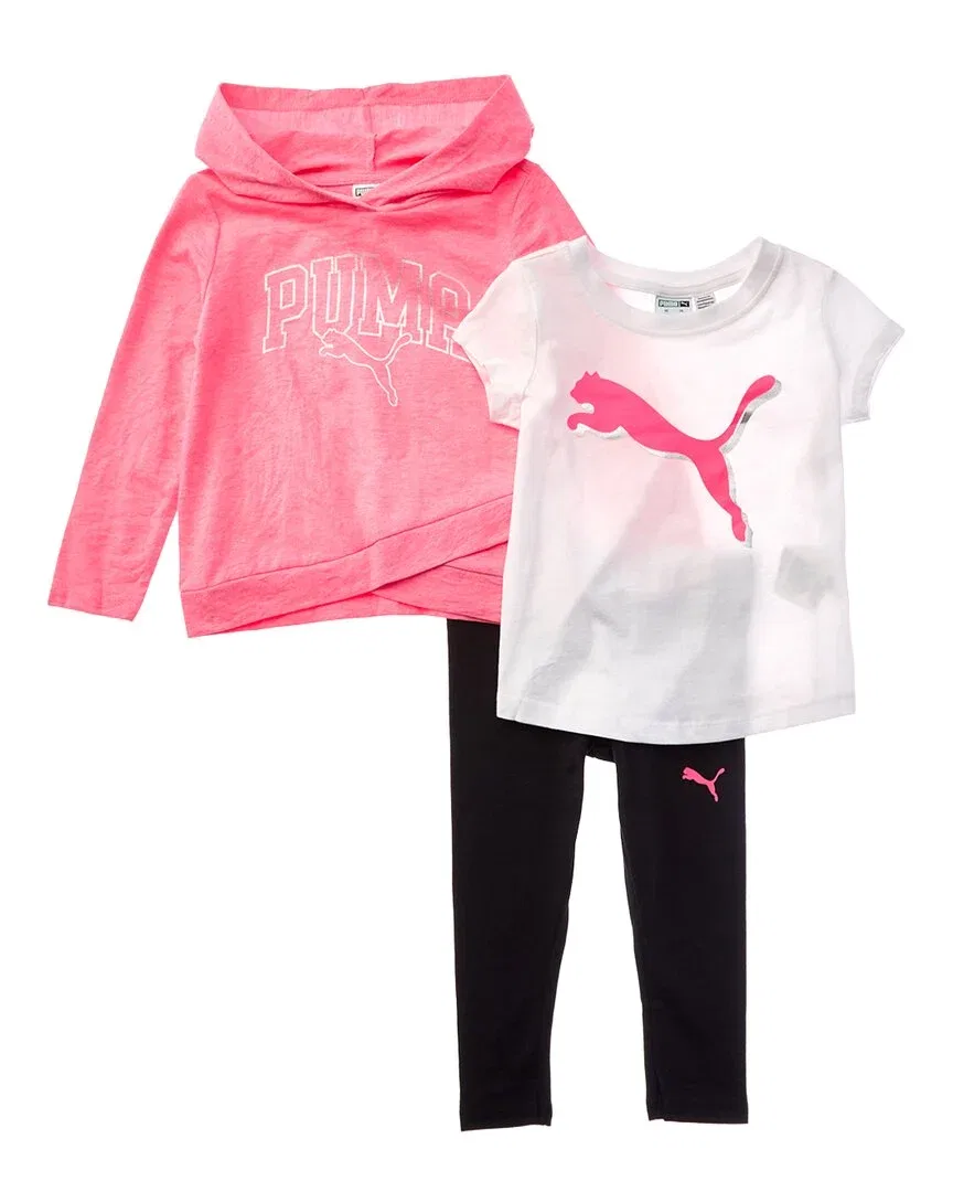 Детский комплект из 3 предметов: худи футболка и леггинсы Puma, розовый