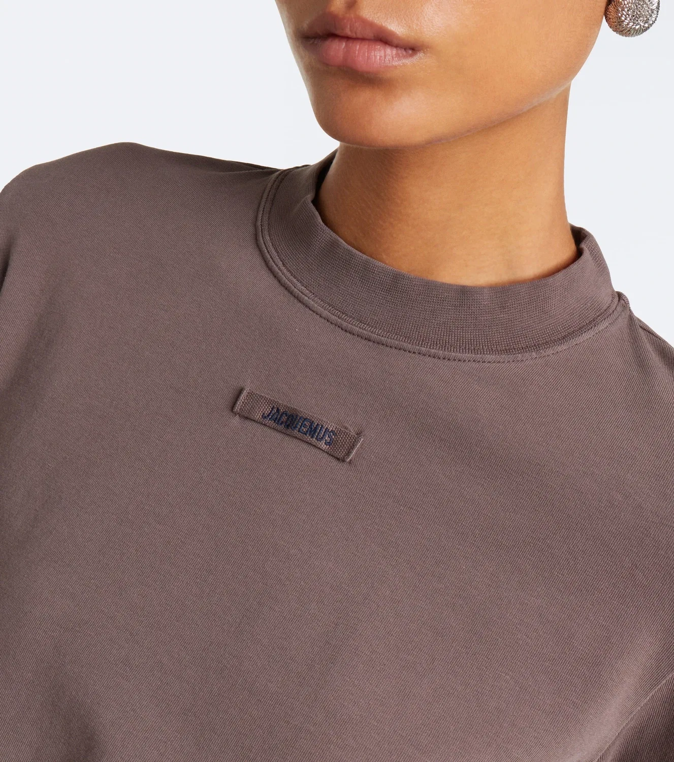 Футболка хлопковая с круглым вырезом Jacquemus, коричневый — фото 3