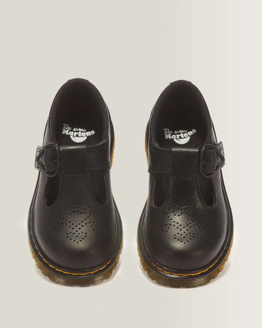 Детские кожаные туфли Мэри Джейн с пряжкой-сердечком Polley II Heart Dr. Martens, Black — фото 4