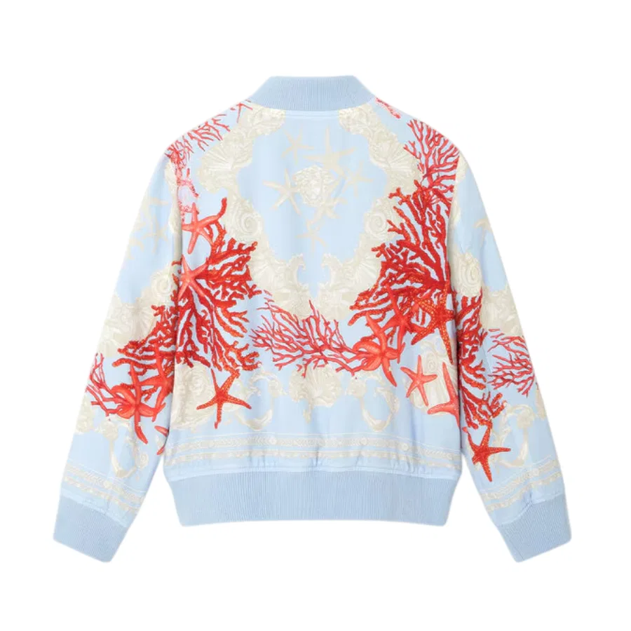 Бомбер с принтом Kids Barocco Sea Young Versace, Blue Hydrangea Coral Bone — фото 2