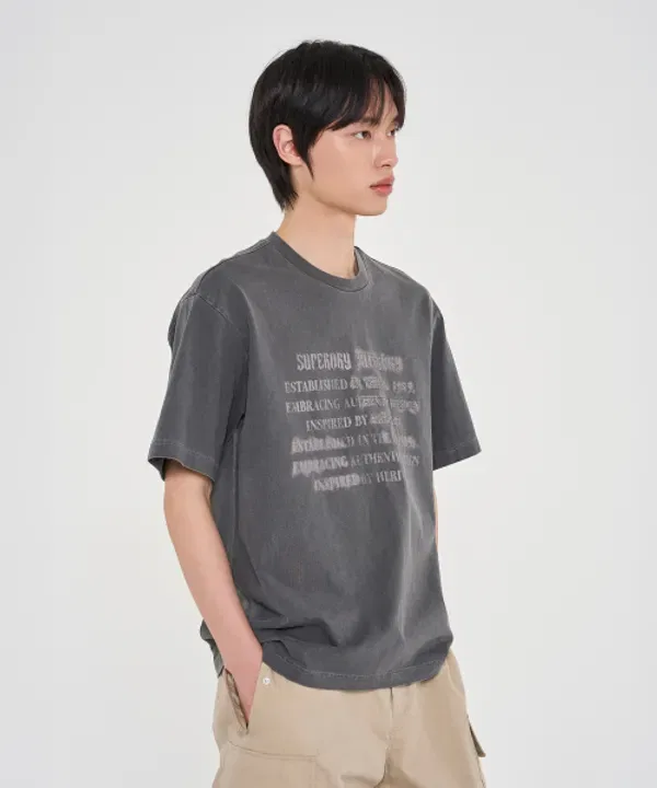 Футболка с винтажным принтом, Superdry, угольный