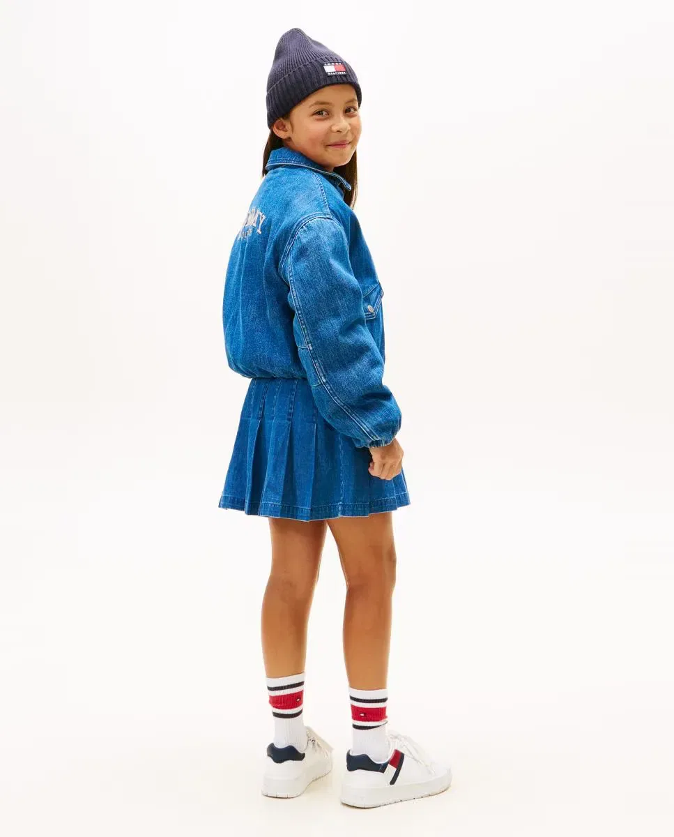 Детская джинсовая куртка для девочек с вышивкой Tommy Hilfiger, Azul — фото 2