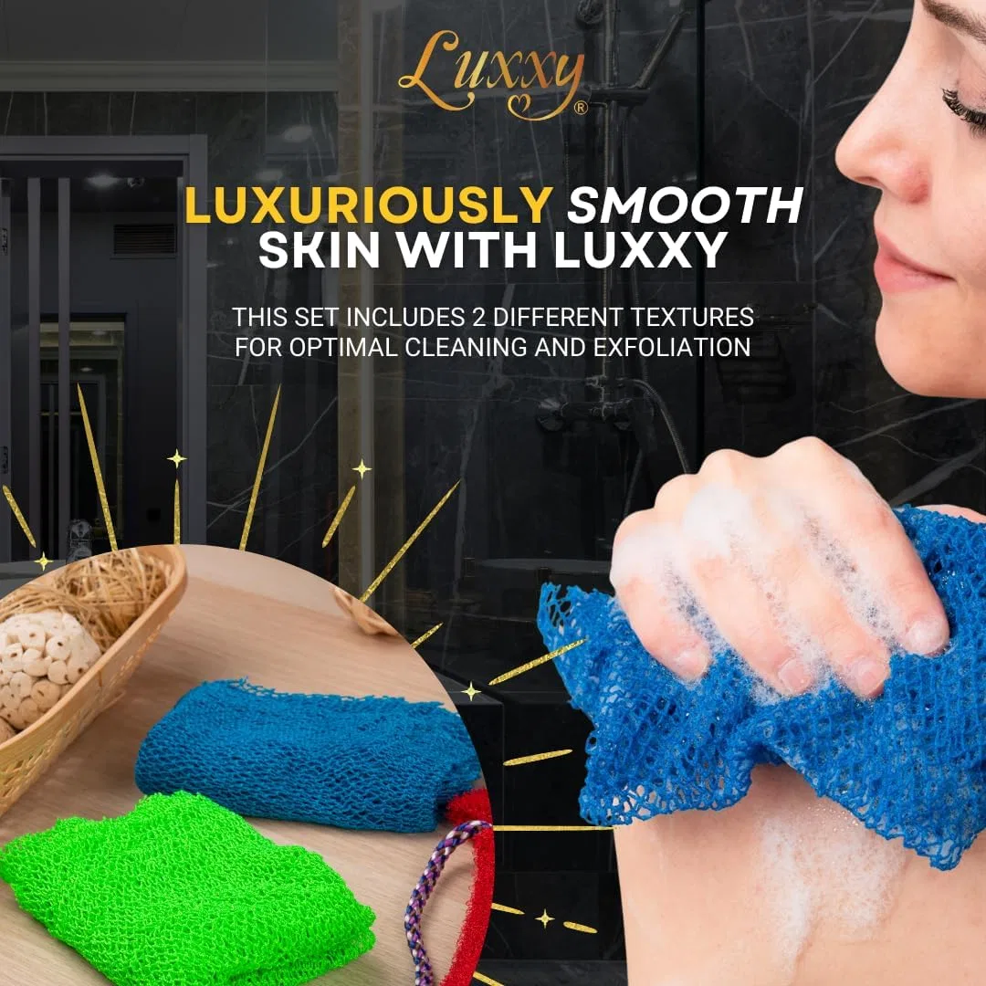 Набор африканских скраб-сеток Luxxy, 3 шт, черный/белый/коричневый — фото 4