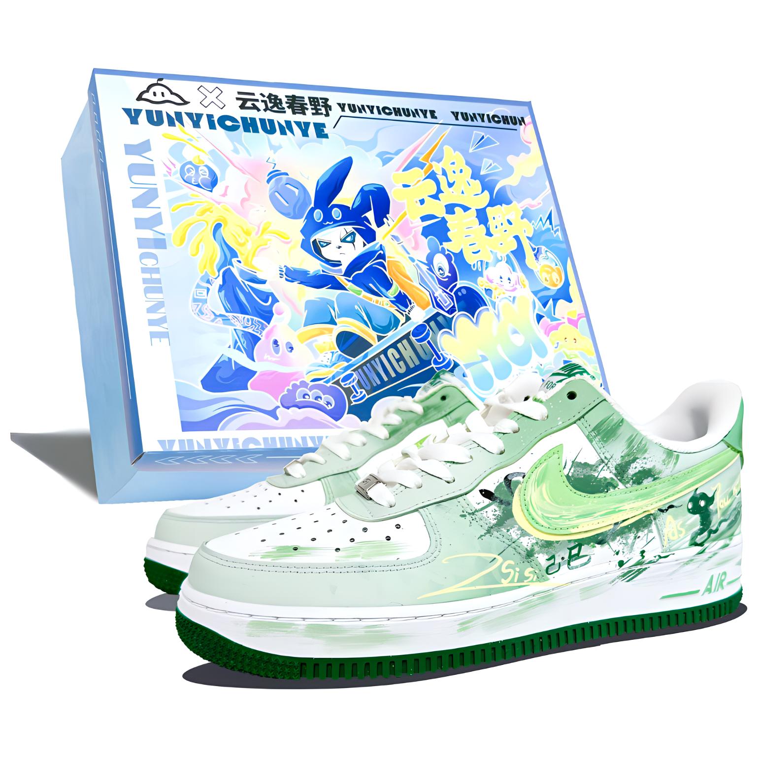 

Nike Кроссовки Air Force 1 с низким верхом, амортизирующие, противоскользящие, износостойкие, для скейтбординга, мужские, бирюзовые