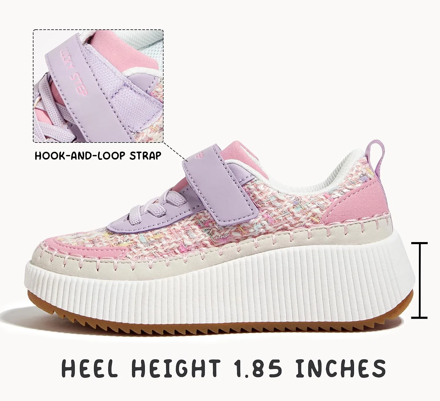 Детские кроссовки для девочек с блестками LUCKY STEP, Pink/Purple Knit — фото 3