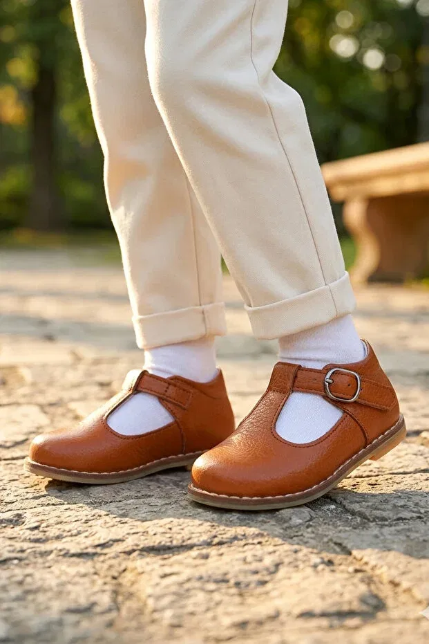 Детские туфли для девочек ортопедические Cevoclub Kids, Tan