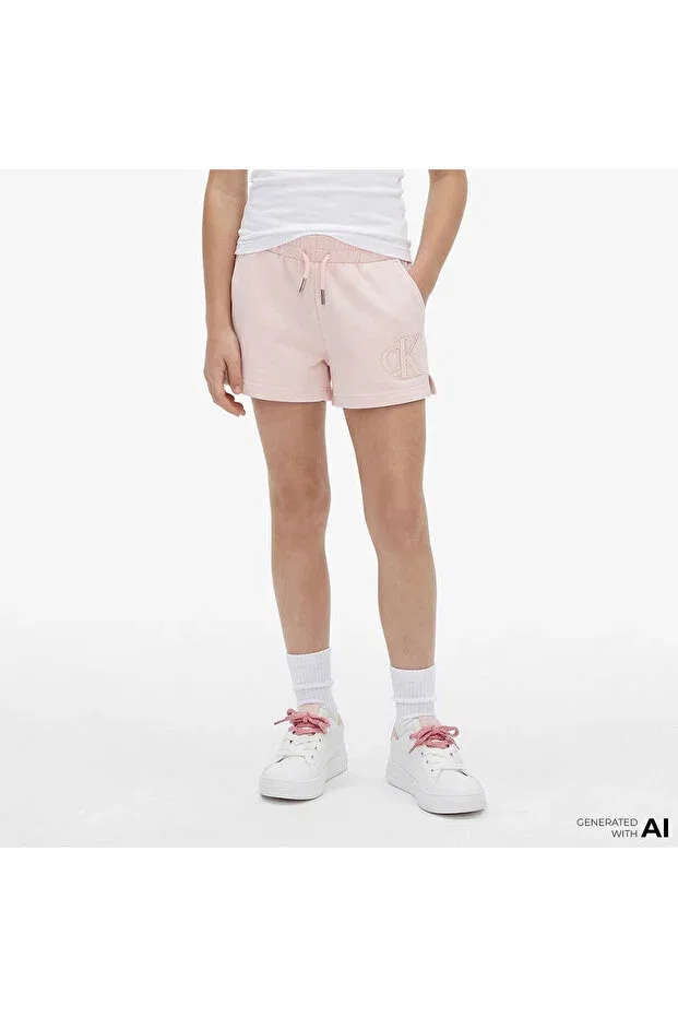 Детские шорты для девочек с логотипом Calvin Klein, Pink — фото 3