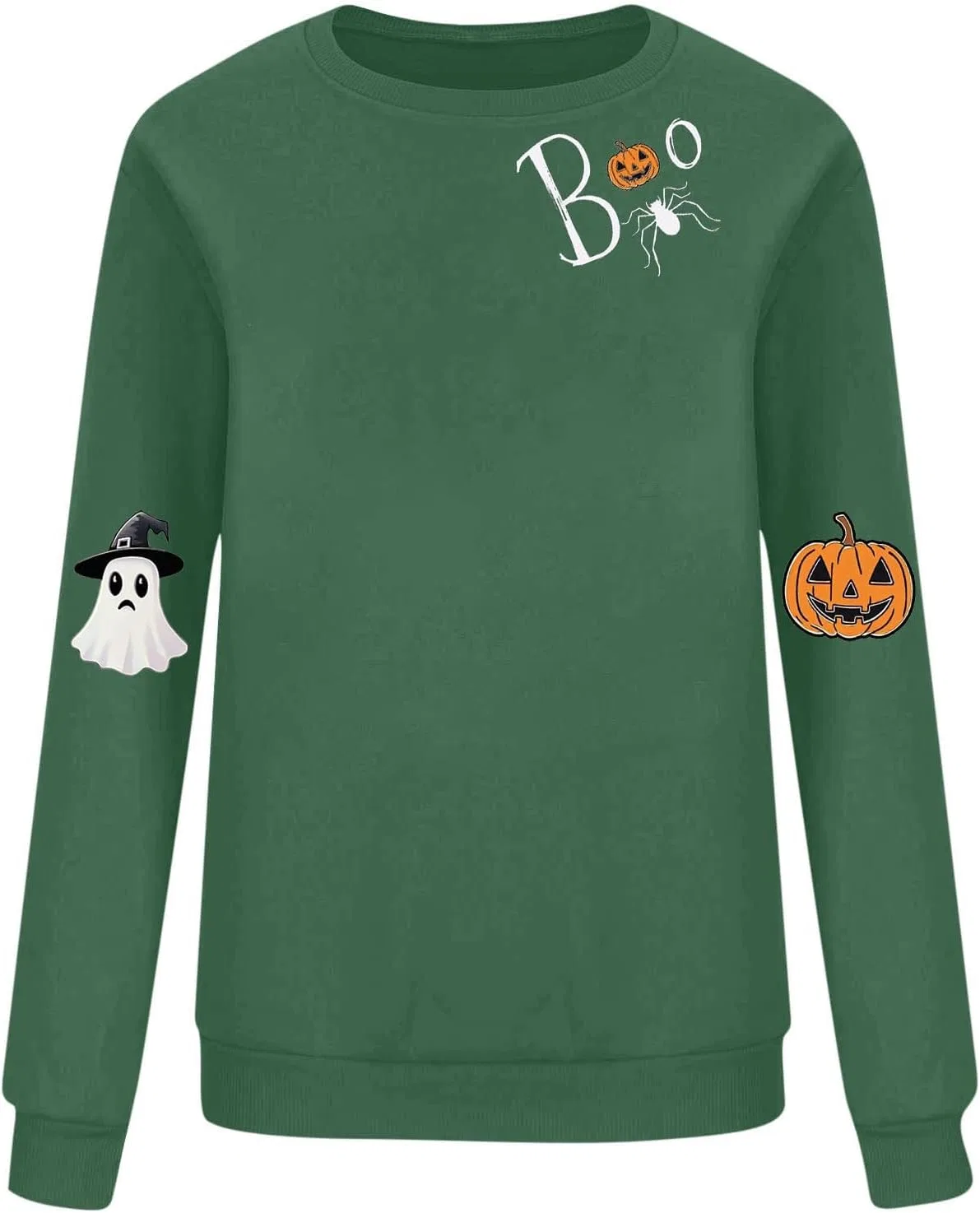 Женский свитшот с принтом Spooky Season, Cc Army Green — фото 4