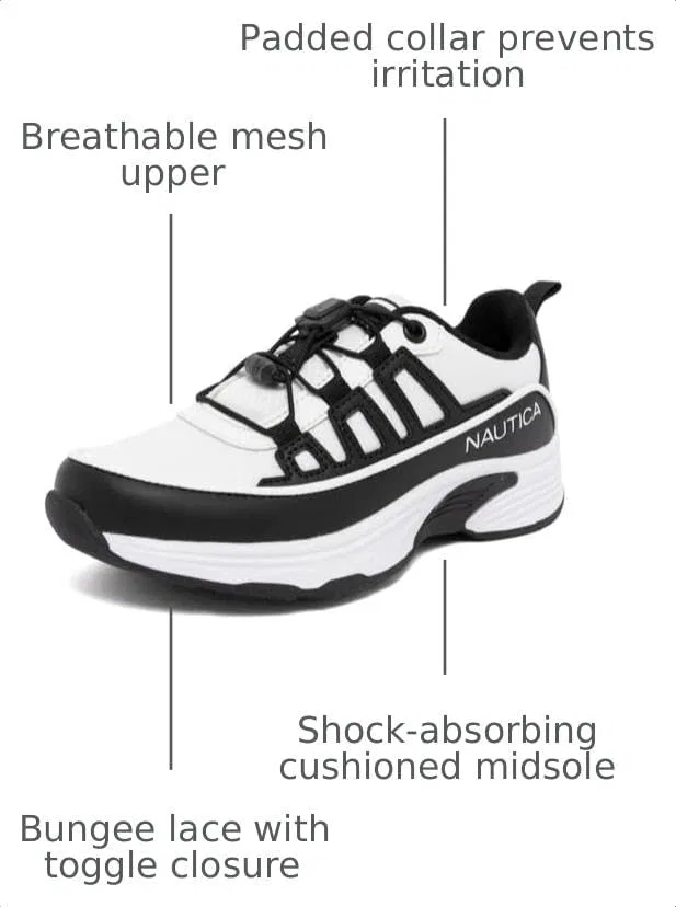 Детские кроссовки с принтом Bungee Speed Lace Nautica, White Black — фото 3