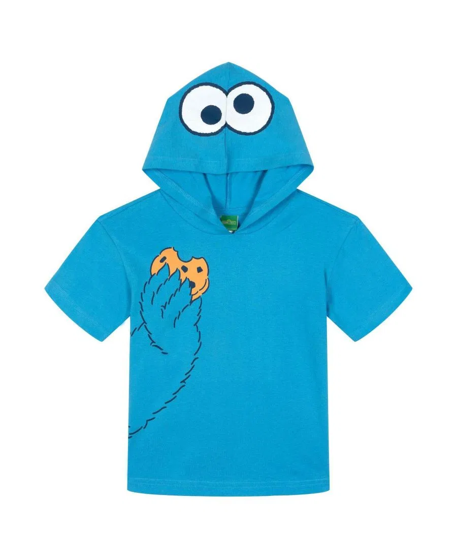 Детская футболка-худи с капюшоном и принтом Cookie Monster Sesame Street, Cookie Monster Blue