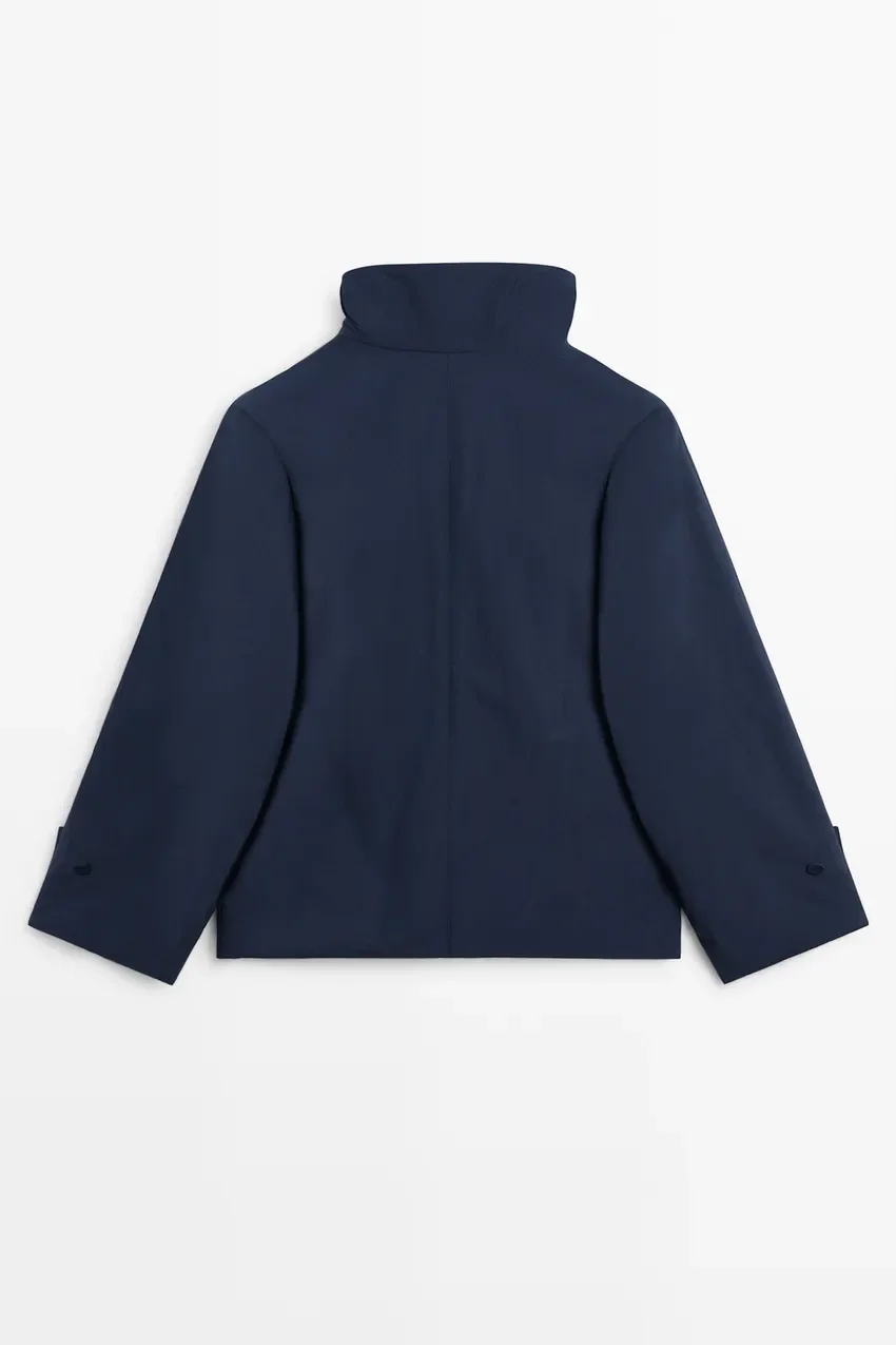 Пальто Massimo Dutti Lightweight Quilted Short, темно-синий — фото 3