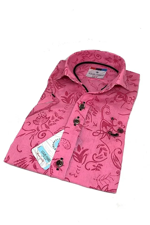 Детская рубашка для мальчиков с вышивкой Louis Kids, Pink — фото 2