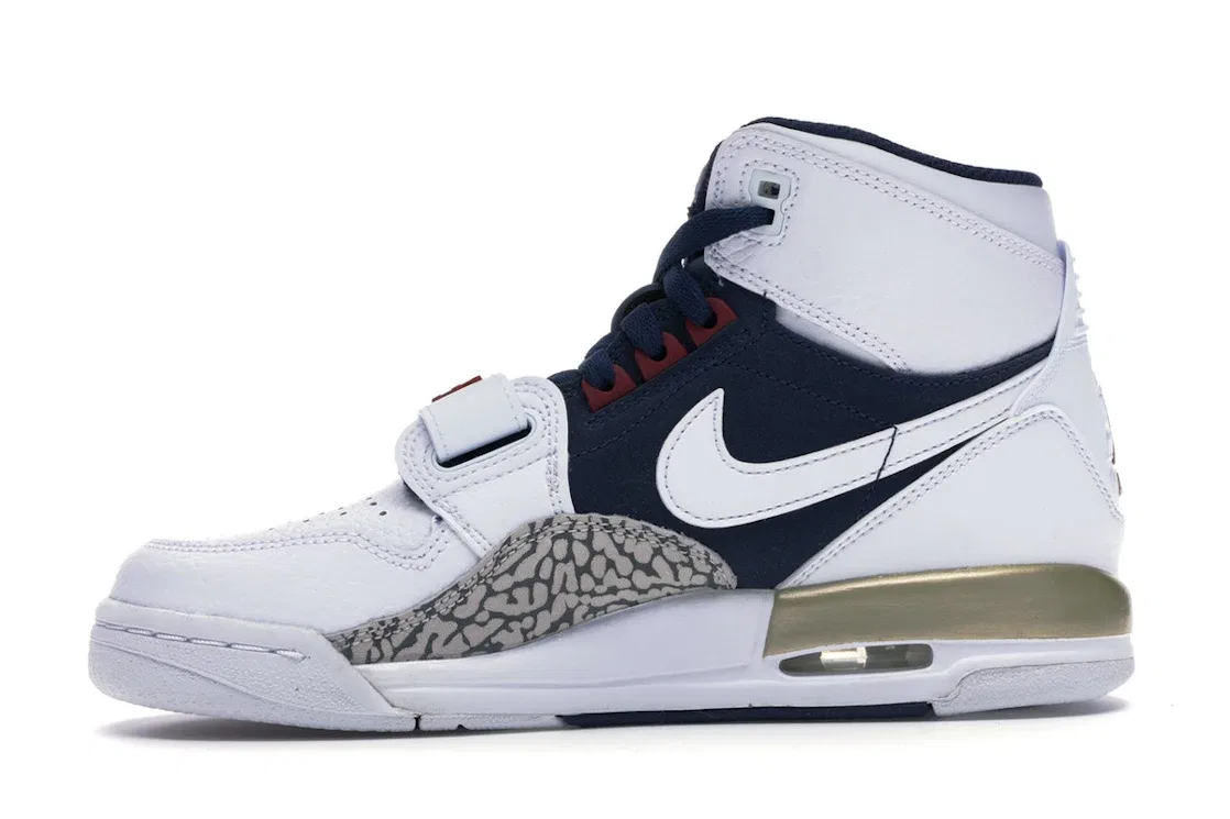 Детские кроссовки Lifestyle с принтом слоновой кости Jordan Legacy 312 Olympic, White/White-Midnight Navy-Varsity Red-Metallic Gold — фото 3