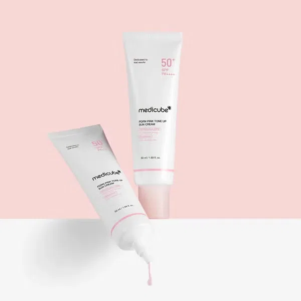 Крем солнцезащитный тональный PDRN Pink Tone Up Sun SPF50+ PA++++ MEDICUBE, 50 мл — фото 4