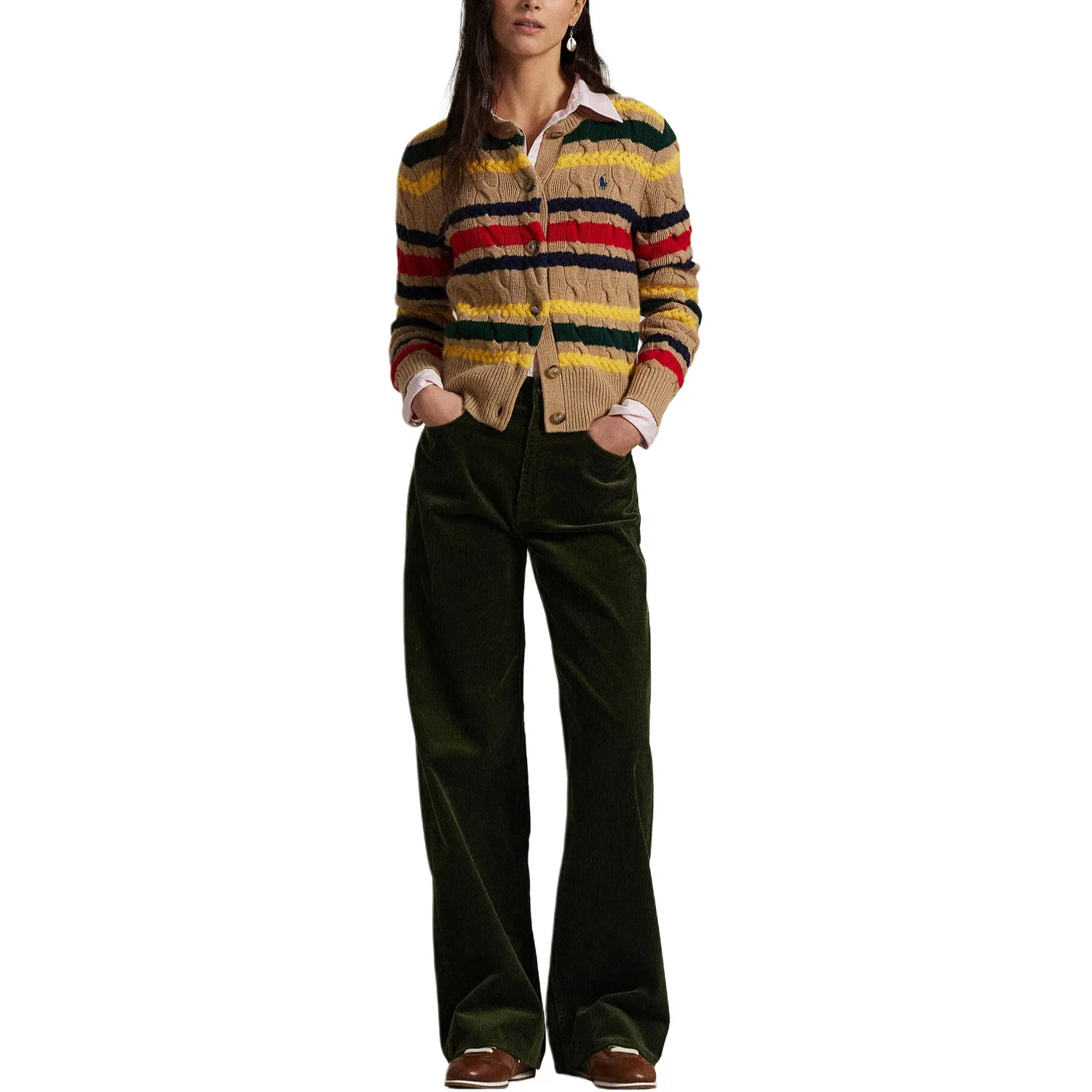 Женские брюки из вельвета прямого кроя Straight Leg Corduroy Trousers Polo Ralph Lauren, Dark Green — фото 3