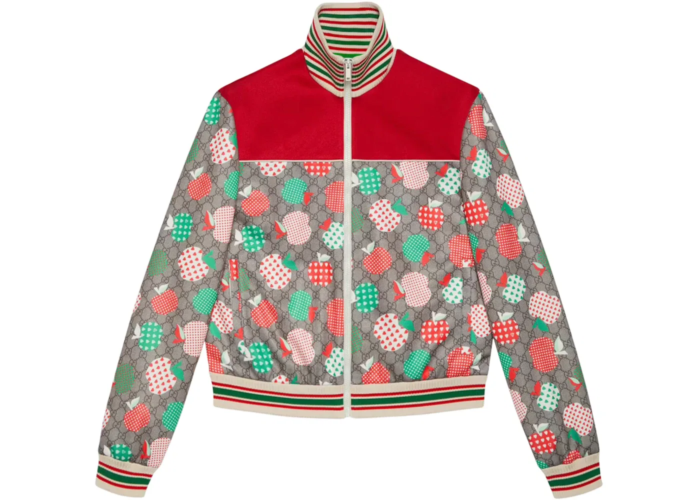 Мужская куртка с принтом Les Pommes Gucci, Red/Beige/Brown