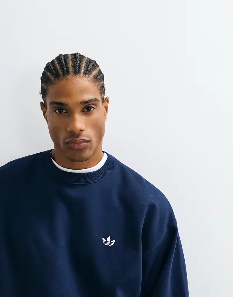 Толстовка Adidas Originals Essential свободного кроя, темно-синяя — фото 3