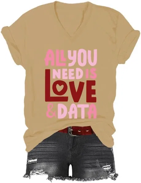 Футболка с принтом V-образным вырезом, All You Need is Love, Khaki