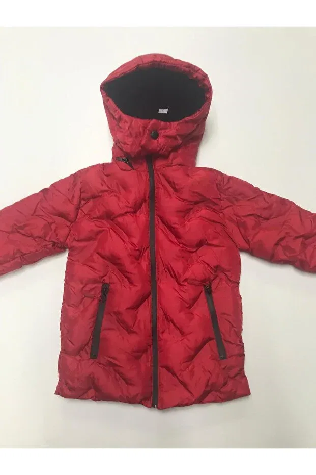 Детское пальто для мальчиков с капюшоном Winter zipper hooded double pockets welsoft lining water and wind resistant boy's coat Baby Slon Kids Clup, Red — фото 2