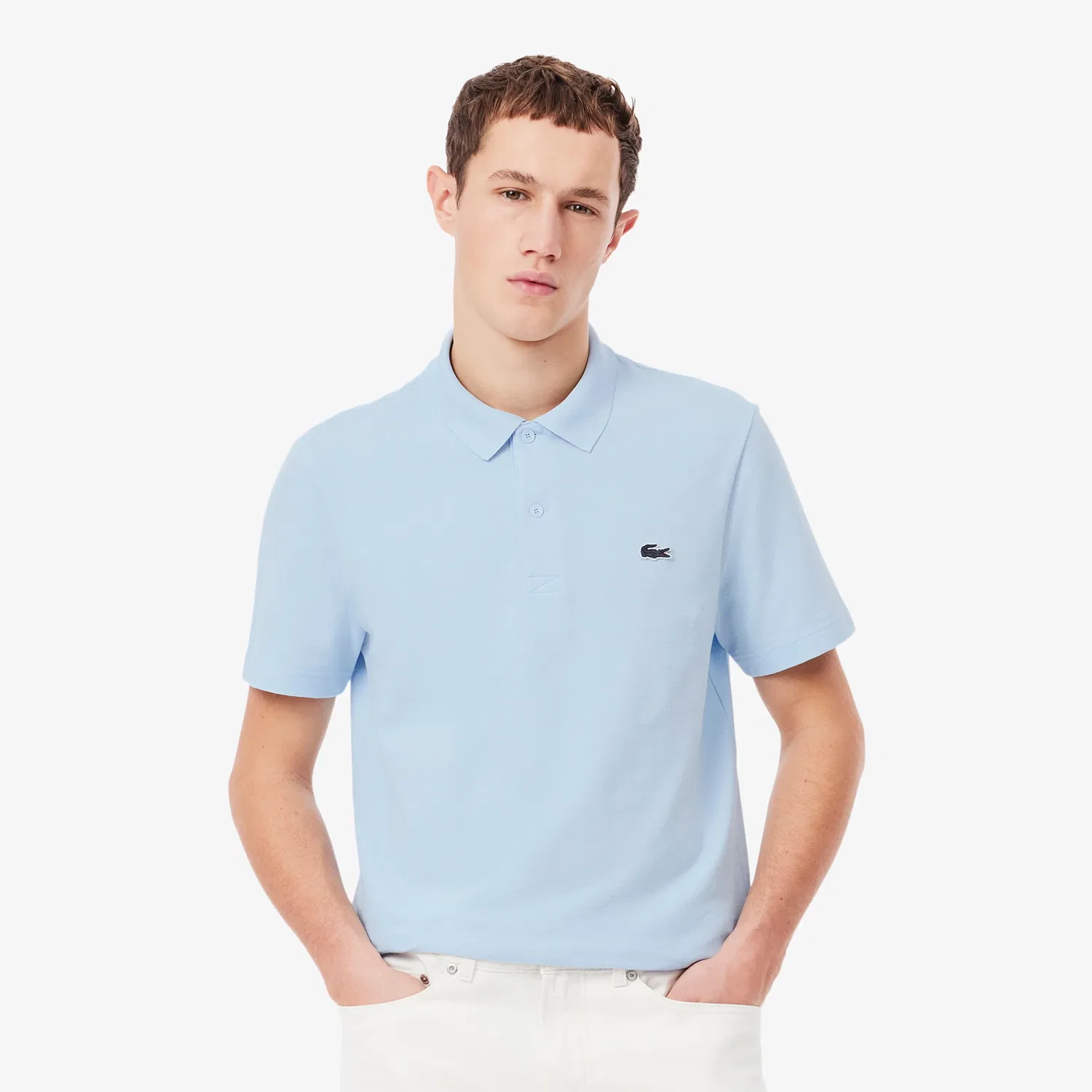 Поло мужское классическое Lacoste, Голубой Зеленый — фото 4