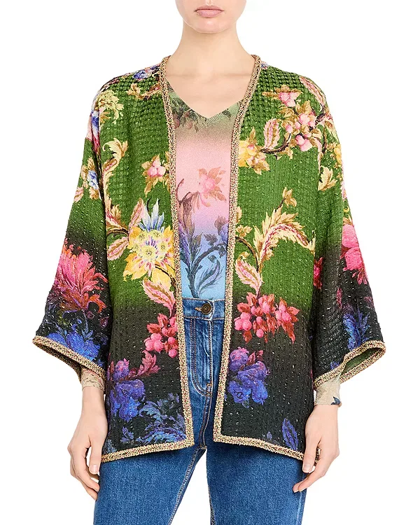 Женская куртка с принтом Kesa floral side slit jacket Etro, Printed Green