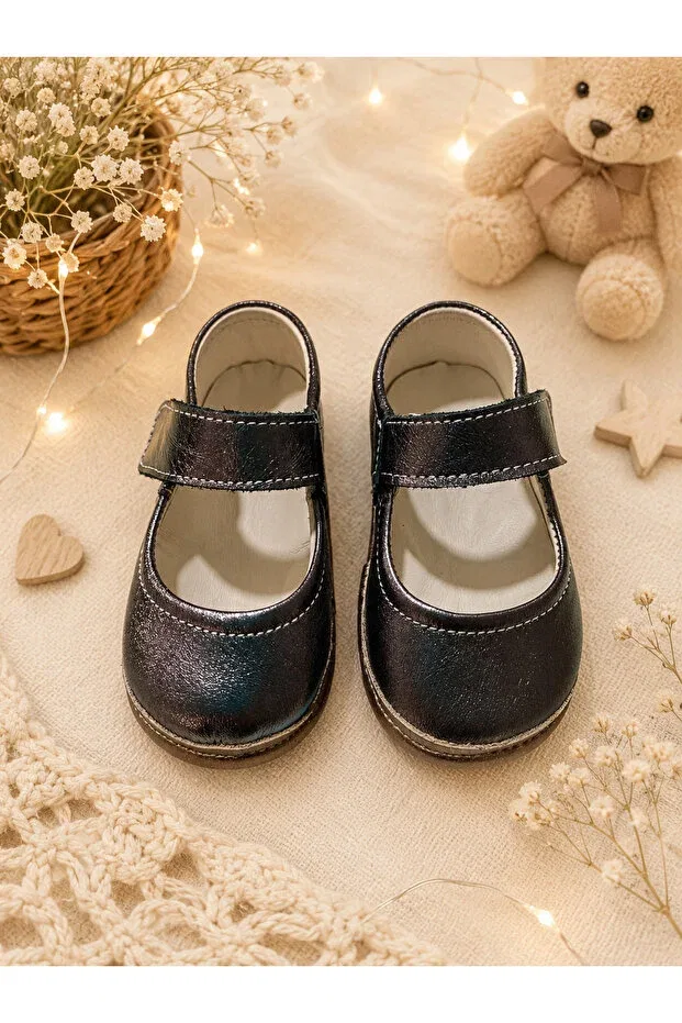 Детские ботиночки для новорожденных с липучкой My Baby Kumsal, Metallic — фото 2