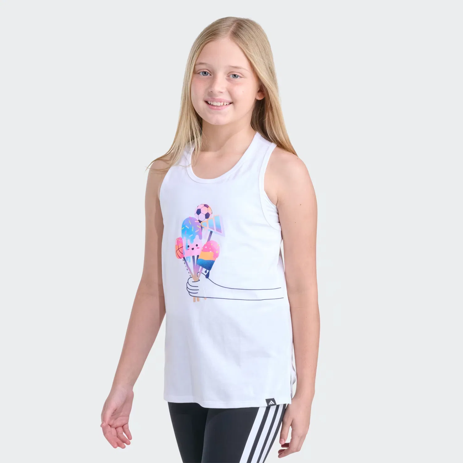 Детская майка с открытой спинкой Racer Back Adidas Sportswear, белый