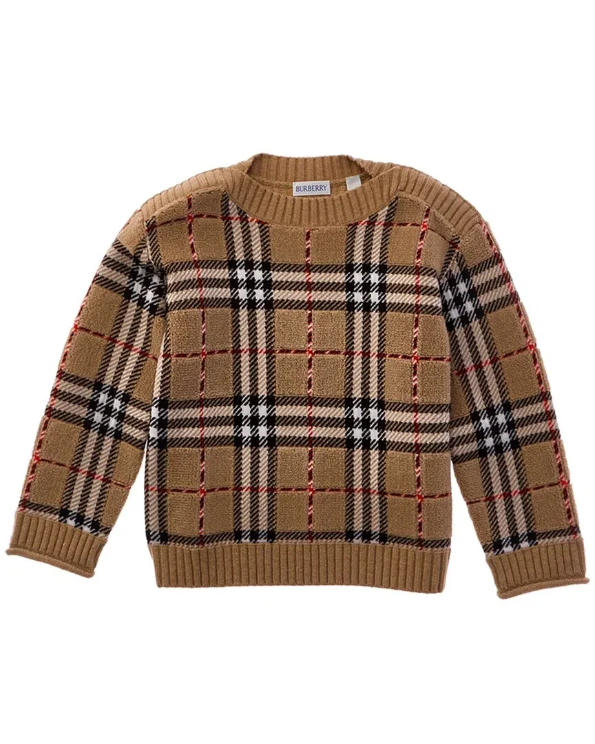 Детский свитер Burberry из шерсти, коричневый