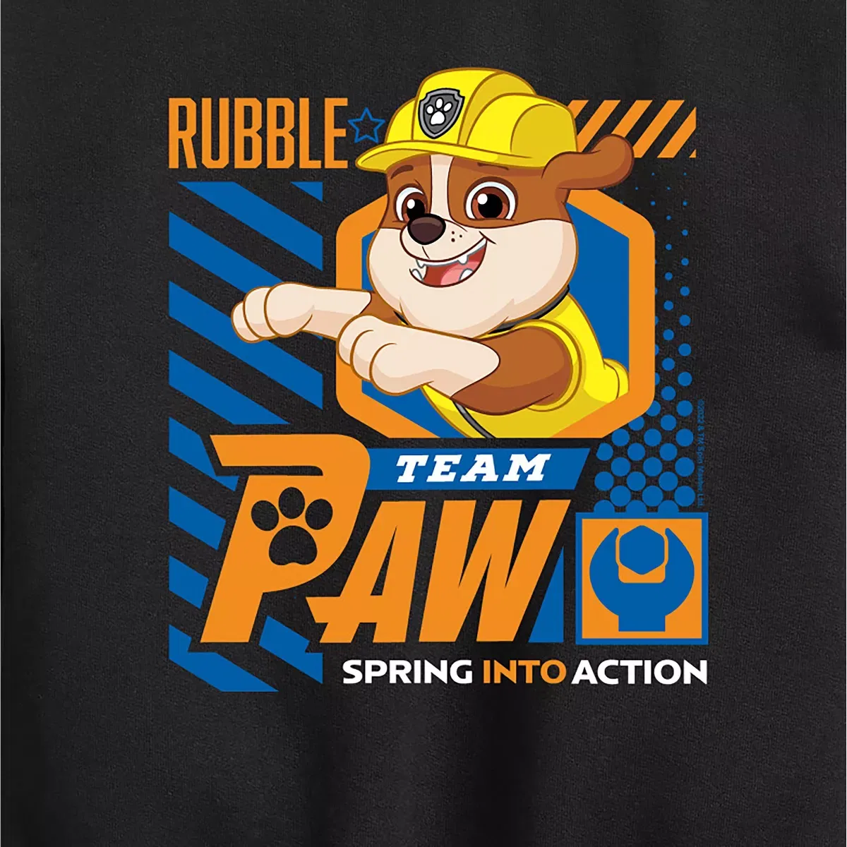 Детский свитшот с длинным рукавом с принтом Team Paw Rubble PAW Patrol, Black — фото 2