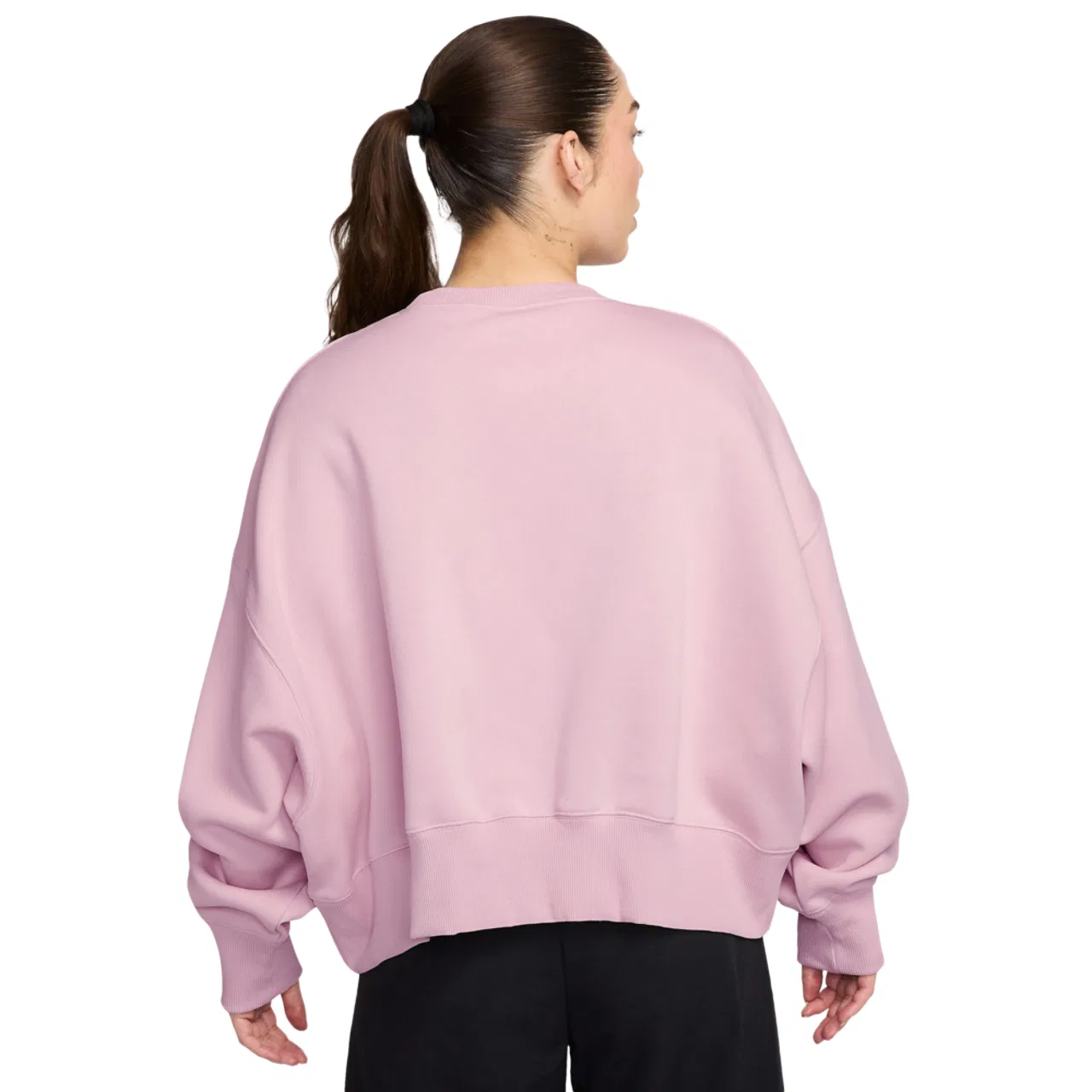 Женская флисовая кофта Nike NSW Style Fleece Crew, цвет Sail/Pink Foam — фото 2