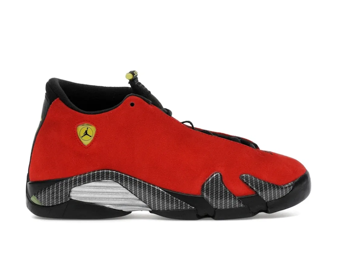 Детские кроссовки Lifestyle с дизайном Ferrari Jordan 14 Retro Jordan, Challenge Red/Black-Vibrant Yellow-Anthracite