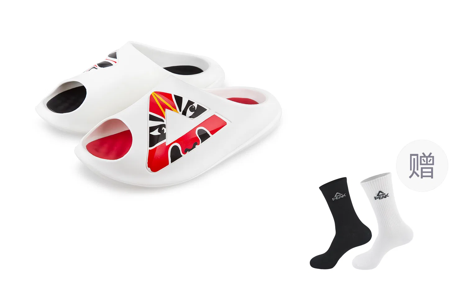 Детские шлепанцы с принтом PEAK Taichi Chubby, Red and Black Crow