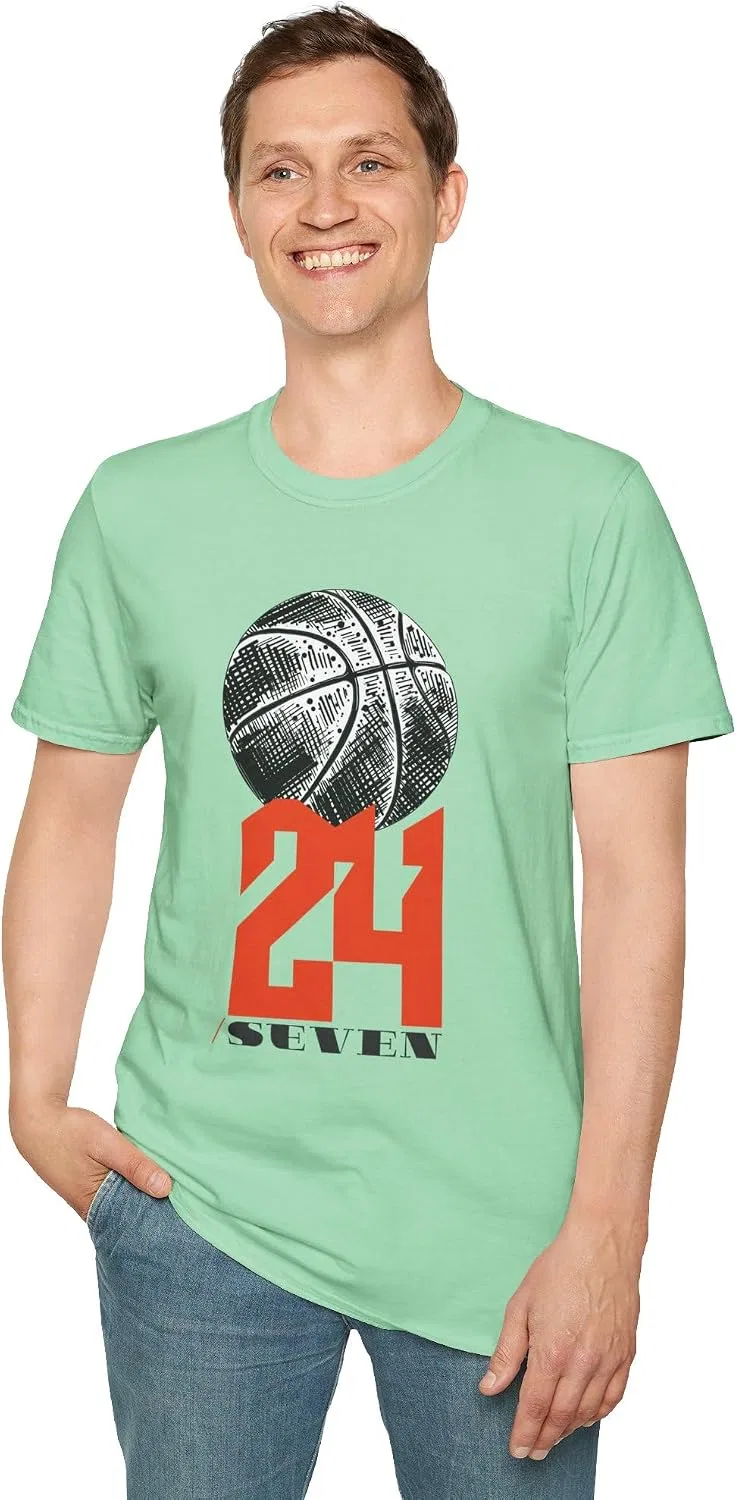 Унисекс футболка с баскетбольным принтом Gildan 64000, Mint Green — фото 2